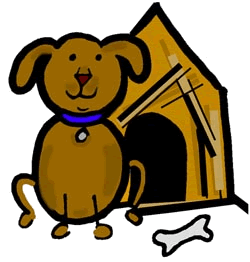 Stick Figure Dog & Dog House Clipart