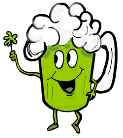 Green Beer Holding Shamrock Clipart