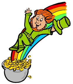 Leprechaun Sliding Down a Rainbow Clipart