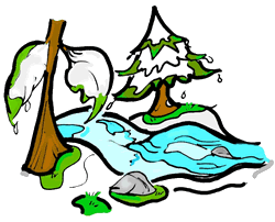 Spring Snow Melt in Forest Clipart