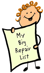 Stick Figure Holding 'My Big Repair ' List Clipart