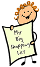 Stick Figure Holding 'My Big Shopping List' Clip Art