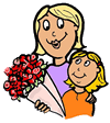 Daughter Giving Mom Flowers Clip Art