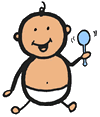 Stick Figure Baby Holding Rattle Clip Art