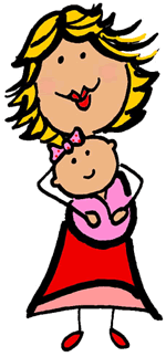 Mother Stick Figure Holding Baby Clipart