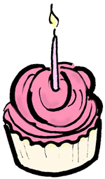 Cupcake with Candle Clipart