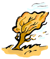 Autumn Tree Blowing in the Wind Clip Art