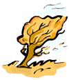 Autumn Tree on a Windy Day Clip Art