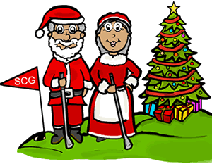 Santa Claus & Mrs. Claus Golfers Clipart