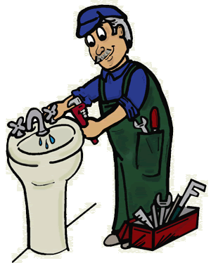 Plummer Fixing Leaky Faucet Clip Art