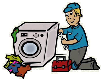 Repairman Fixing Washing Machine Clip Art