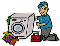 Repairman Fixing Washing Machine Clipart