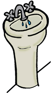 Sink with Dripping Tap Clip Art