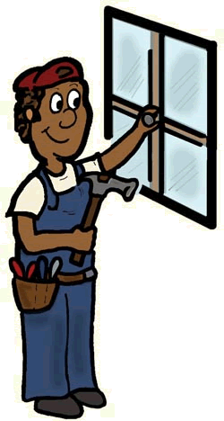 Repairman Fixing Window Clip Art