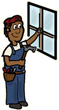 Repairman Fixing Window Clipart