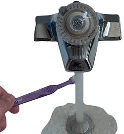 Toothbrush with Running Tap Water