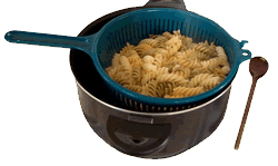 Noodles, Pot and Strainer
