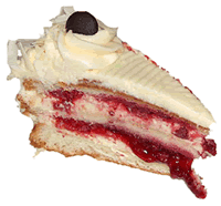 Slice of Cake with Raspberry Sauce